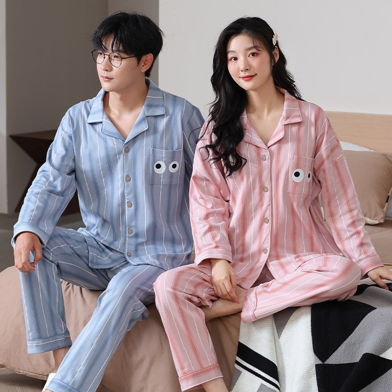 Couple's pajamas men's and women's lapel open home clothes
