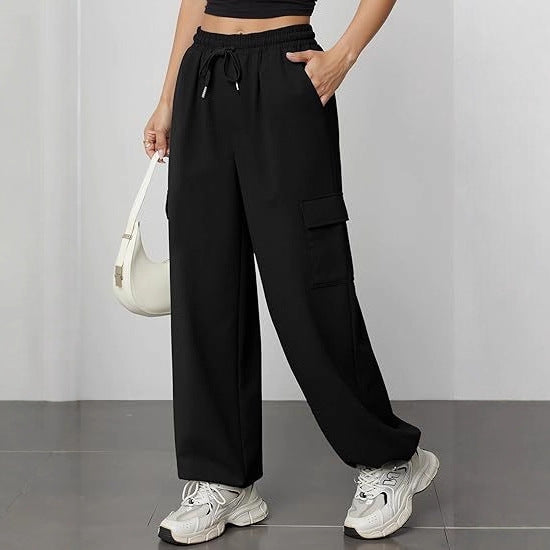 Women's High Waist Wide Leg Cargo Jogger Pants with Pockets