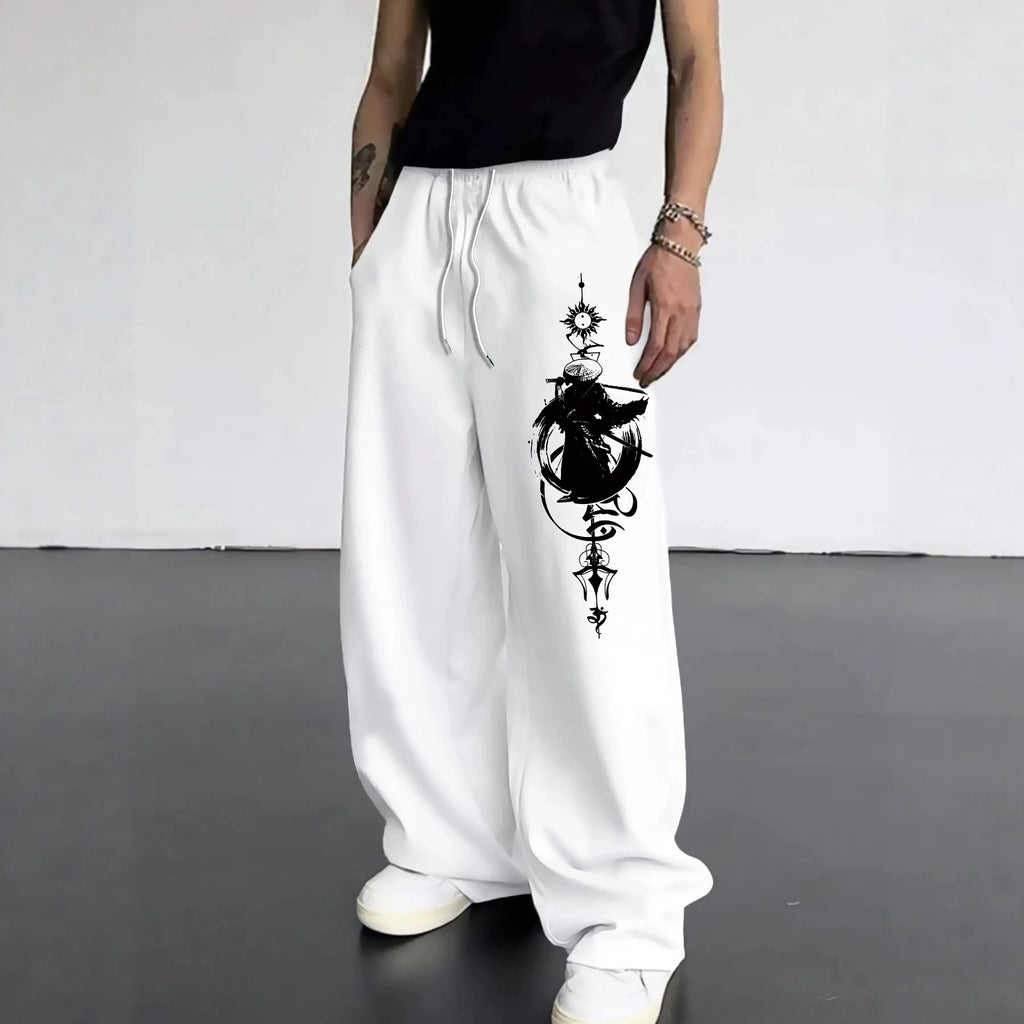 Wide Leg High Waist Adjustable Drawstring Pants