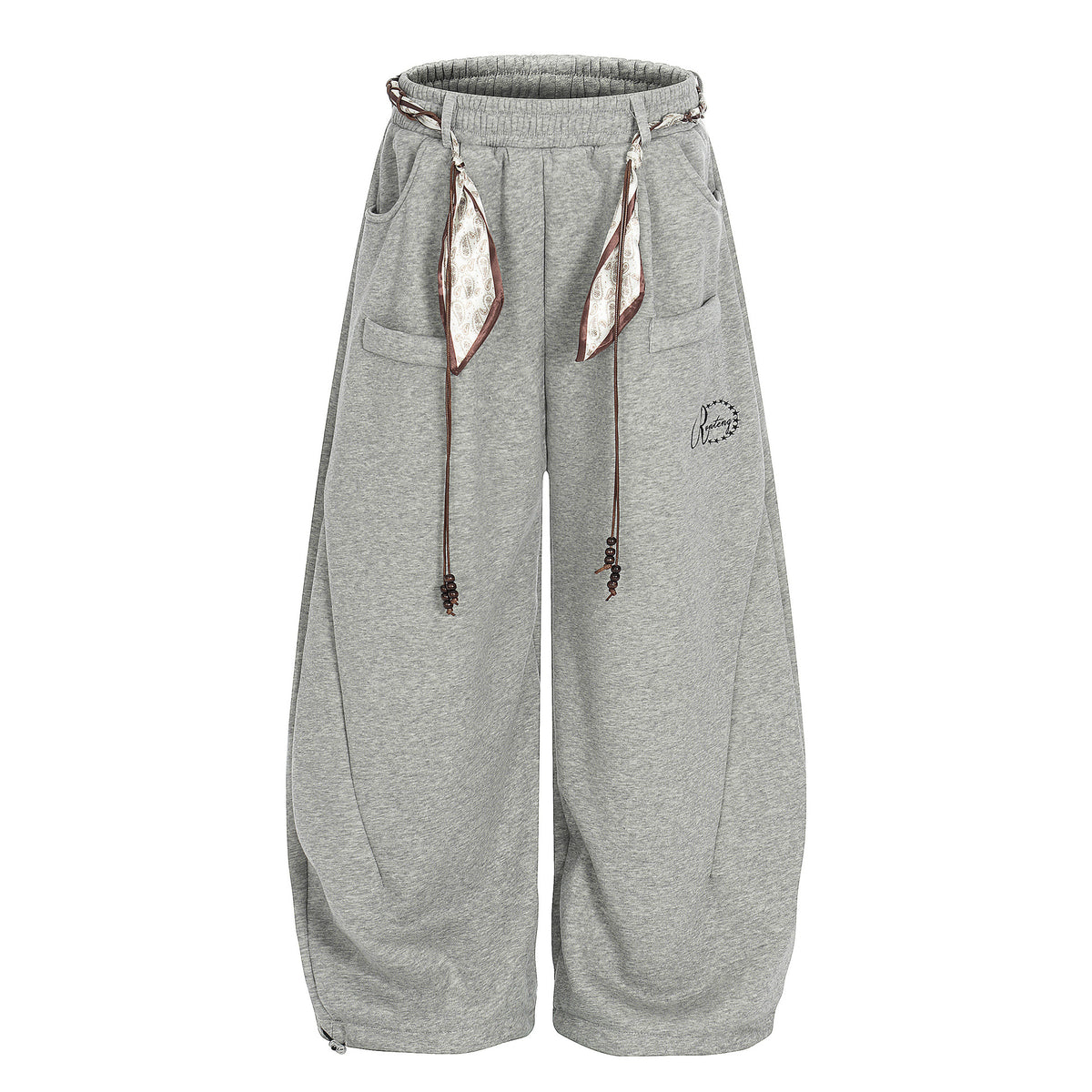 Casual Plus Velvet Pants with Belt Decoration Solid Color