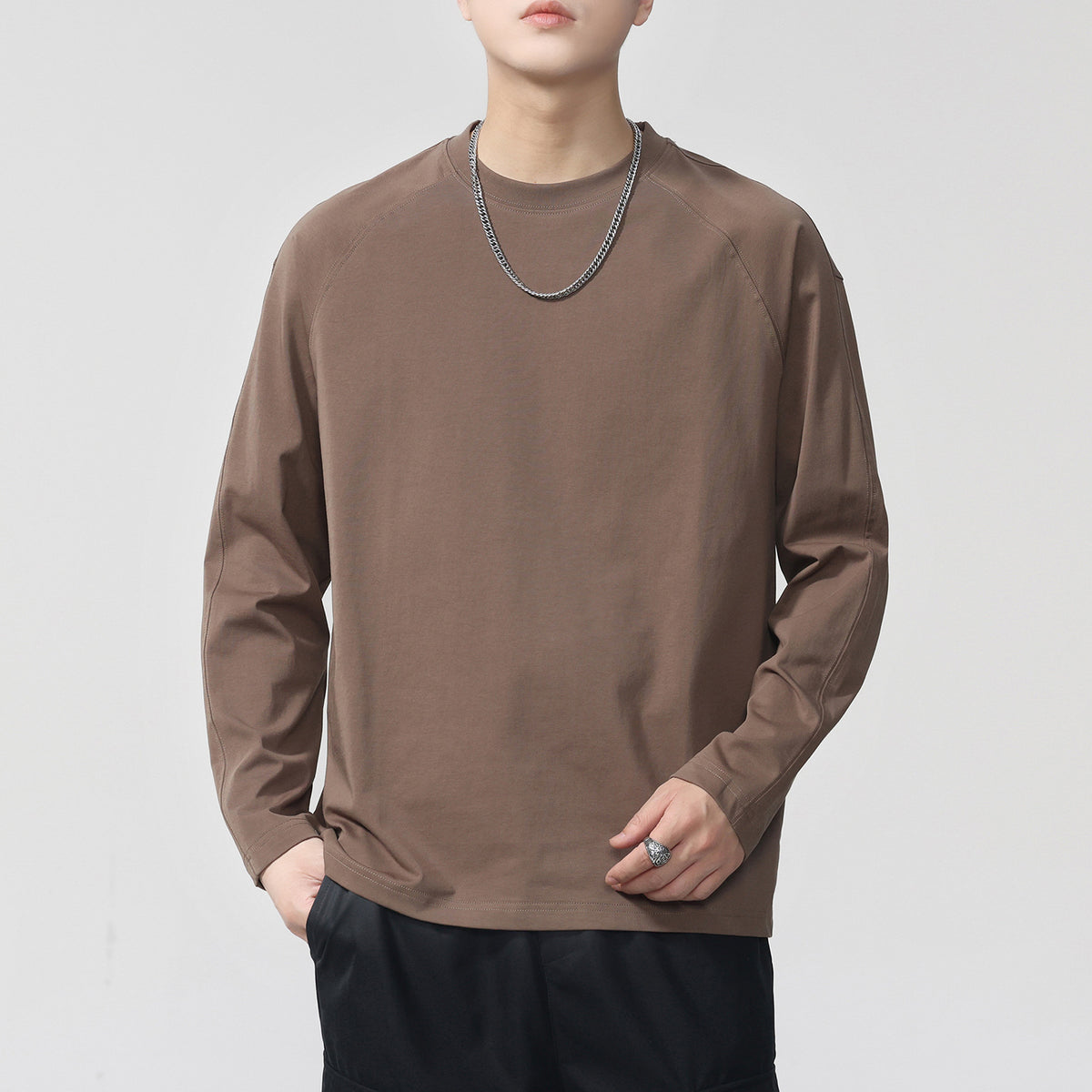 Men's Long Sleeve T-Shirt Loose Fit Comfortable Casual Base Tee Fall Winter