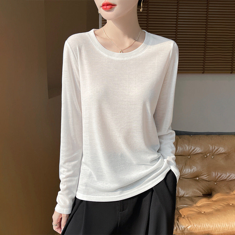 Women's Solid Color Long Sleeve Round Neck Knit Top