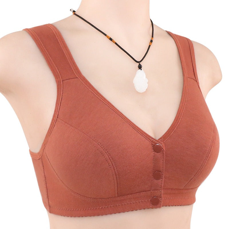 Women's soft cotton vest style middle-aged and elderly bra, large size without steel ring underwear for women