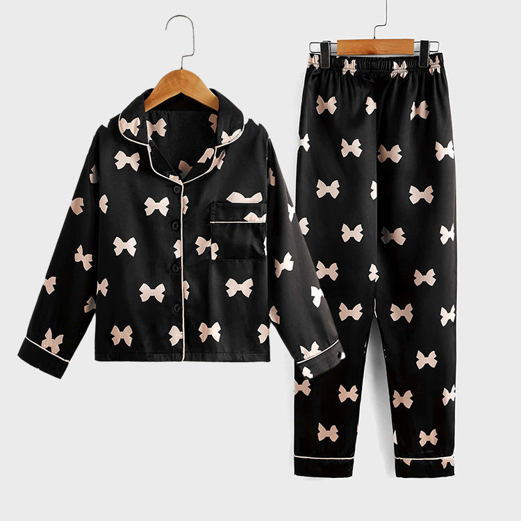 Children's Pajamas Set Two piece Autumn Silk Cute Cartoon Long Sleeve Girls' Home Wear
