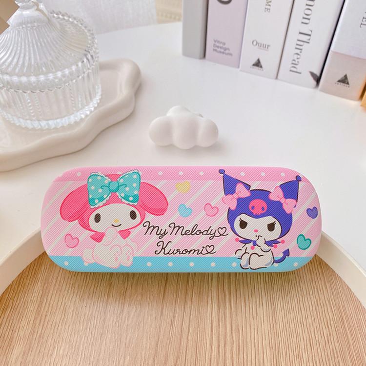 Cute Kuromi Leather Glasses Case Drop-Proof Crush-Proof Kids Eyewear Storage Box