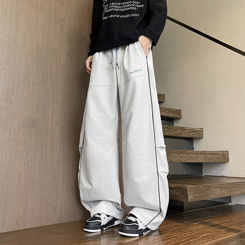 Embroidered Straight Leg Casual Pants