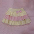 Solid Color Splicing Plaid Bowknot Skirt Short Skirt