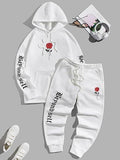 Men's 2-Piece Floral Letter Print Hoodie and Sweatpants Sports Set