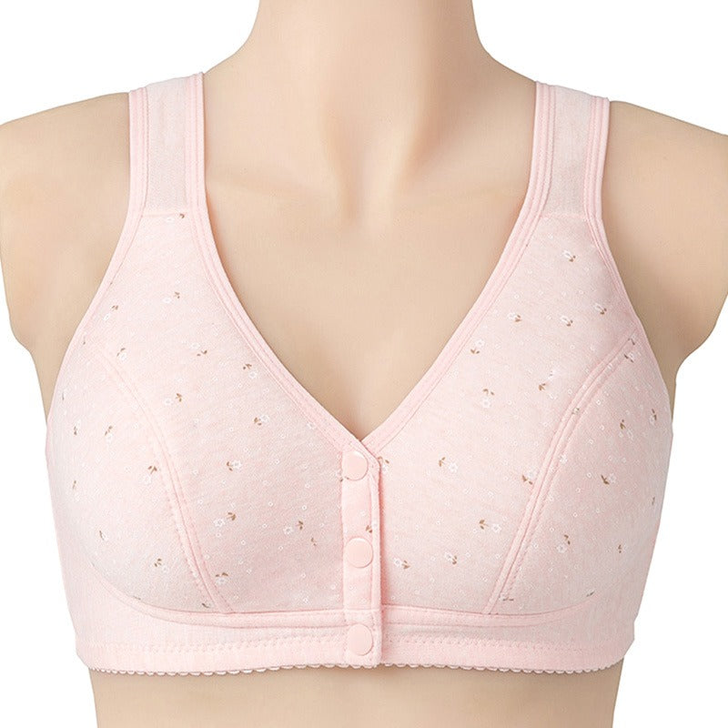 Women's soft cotton vest style middle-aged and elderly bra, large size without steel ring underwear for women