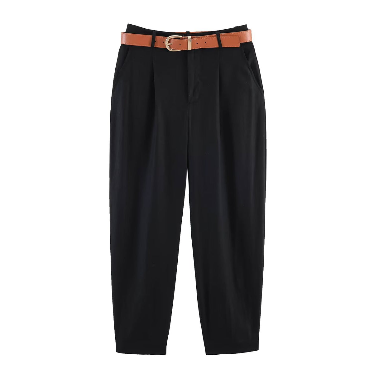 Commuter linen pleated belt pants