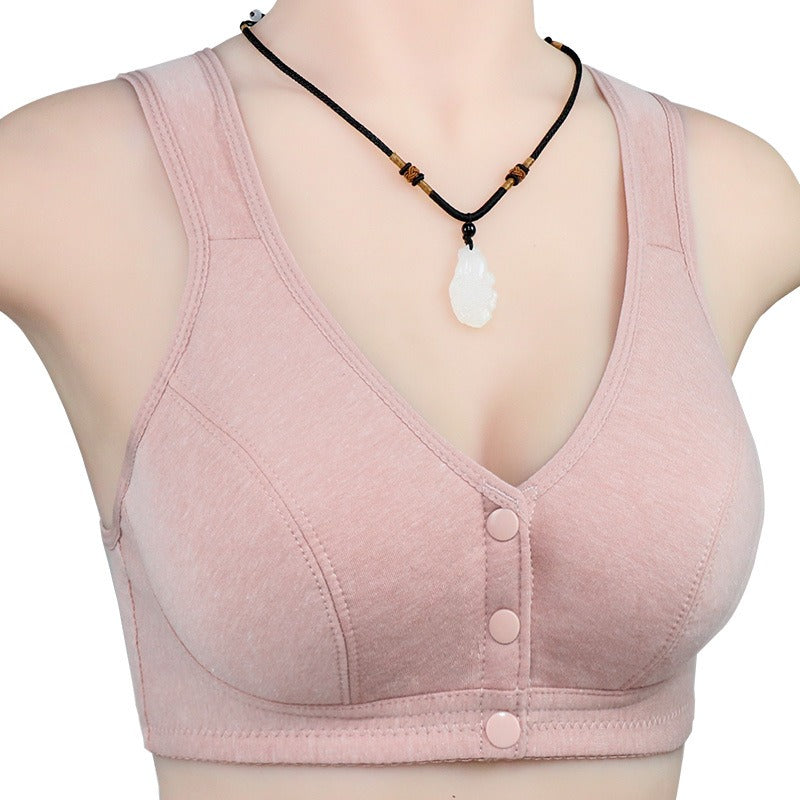 Women's soft cotton vest style middle-aged and elderly bra, large size without steel ring underwear for women