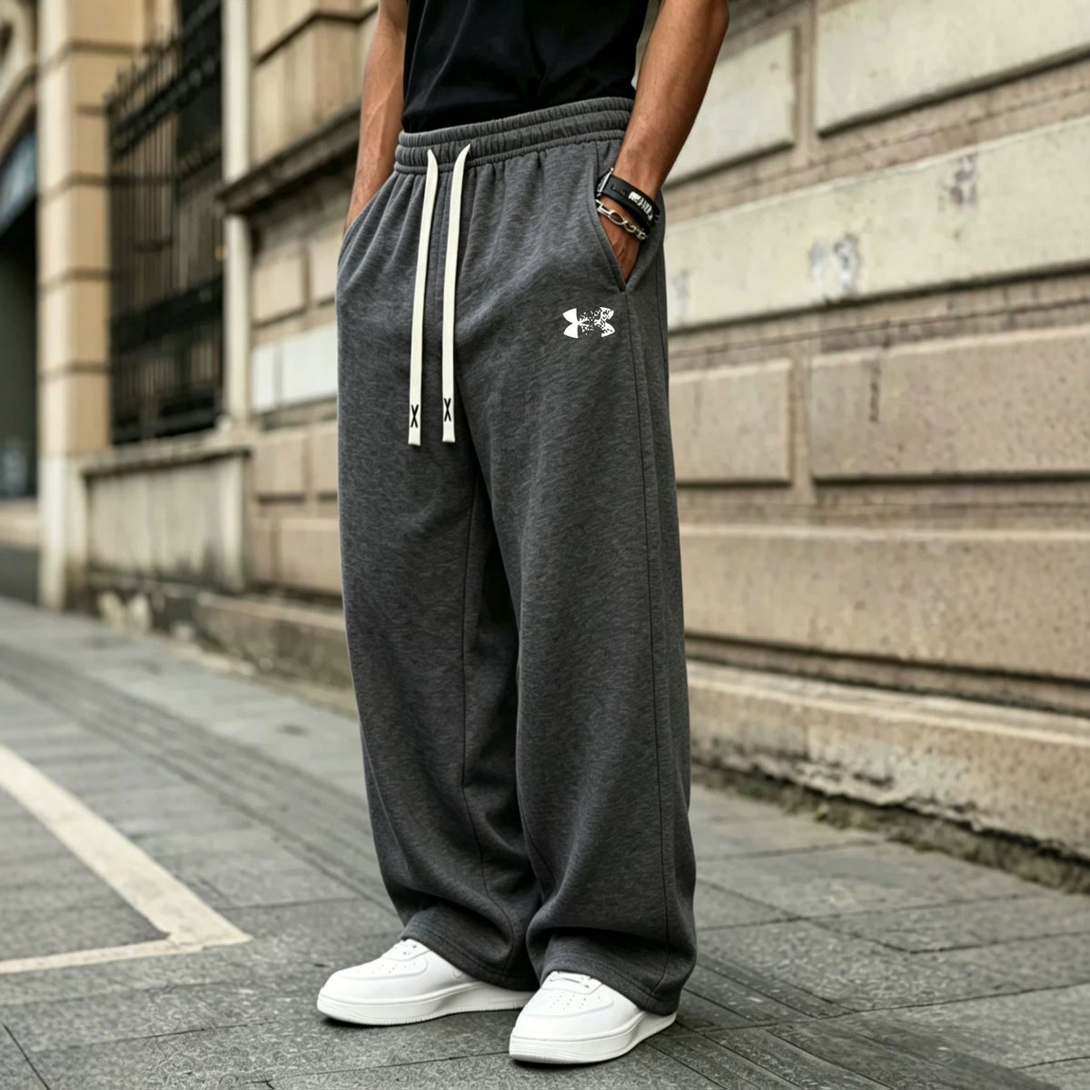 Men's Vintage  Wide Leg Sweatpants Loose Drape Floor Length Casual Pants