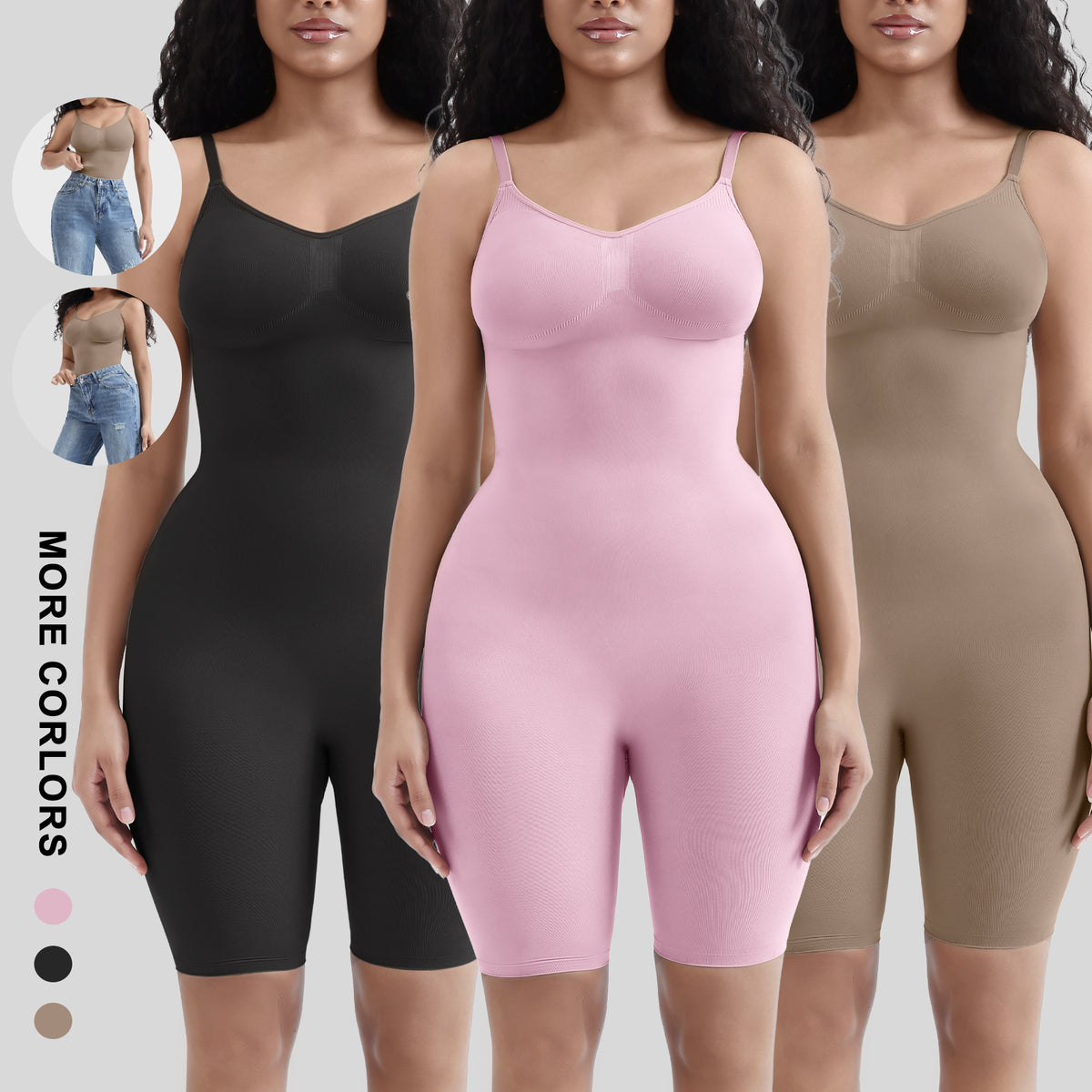 Women's Body Shaping Support Hip Lift Open Crotch Reinforced Version Strap Bodysuit