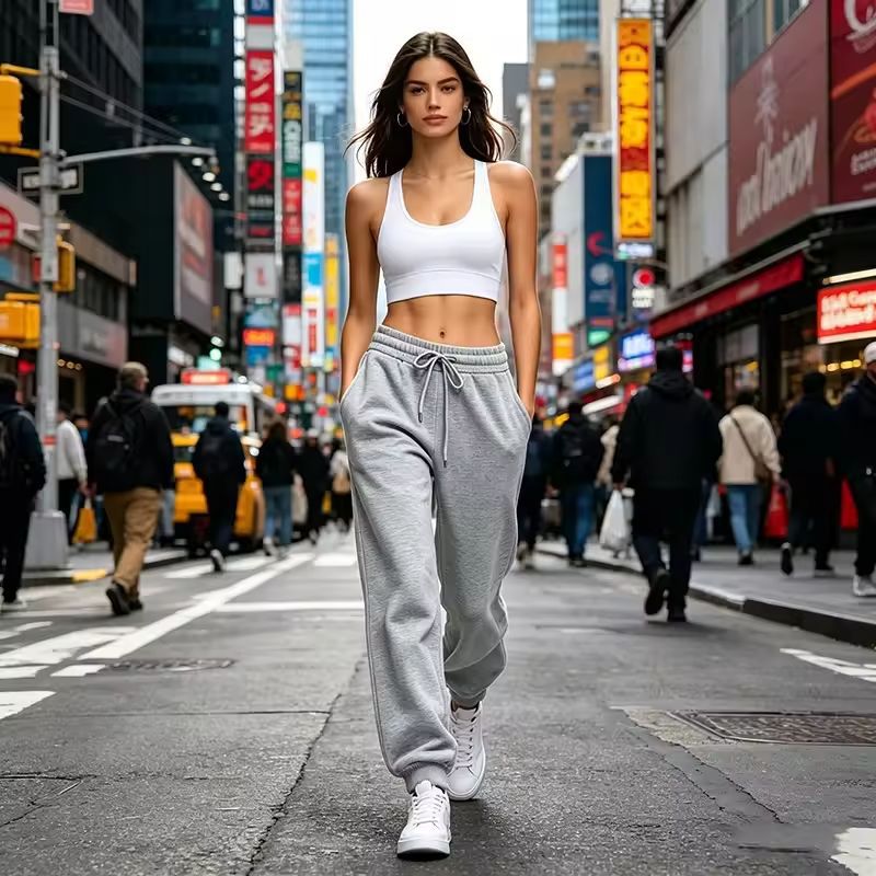 High Waist Solid Color Cargo Pants Women Straight Leg Pocket Designer Trousers