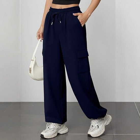 Women's High Waist Wide Leg Cargo Jogger Pants with Pockets