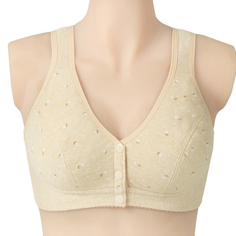 Women's soft cotton vest style middle-aged and elderly bra, large size without steel ring underwear for women