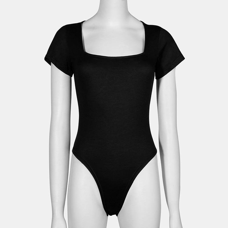 Women's Fitted Jumpsuit Solid Color Sexy Slim Plus Size Short Sleeve T-Shirt Ladies' Romper
