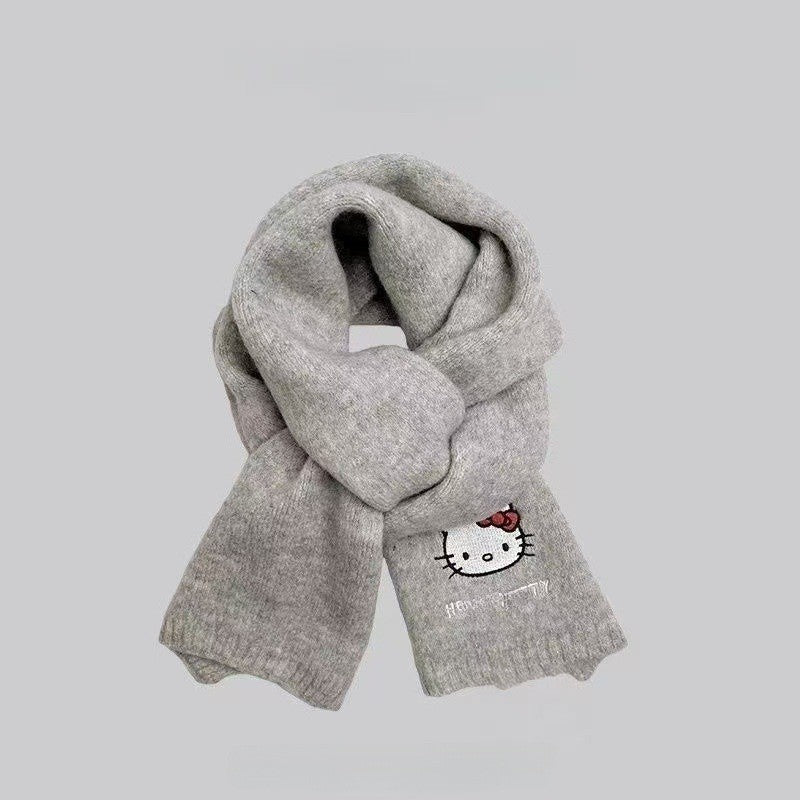 Autumn and winter neck scarf shawl, warm solid color knitted thick scarf