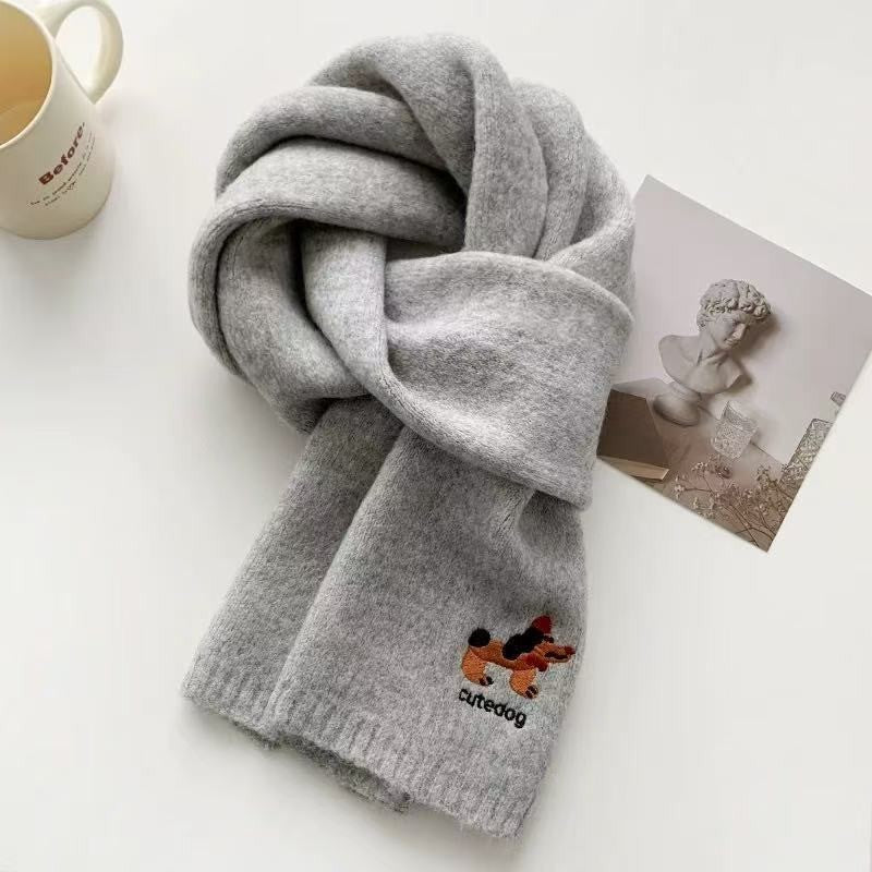 Autumn and winter neck scarf shawl, warm solid color knitted thick scarf