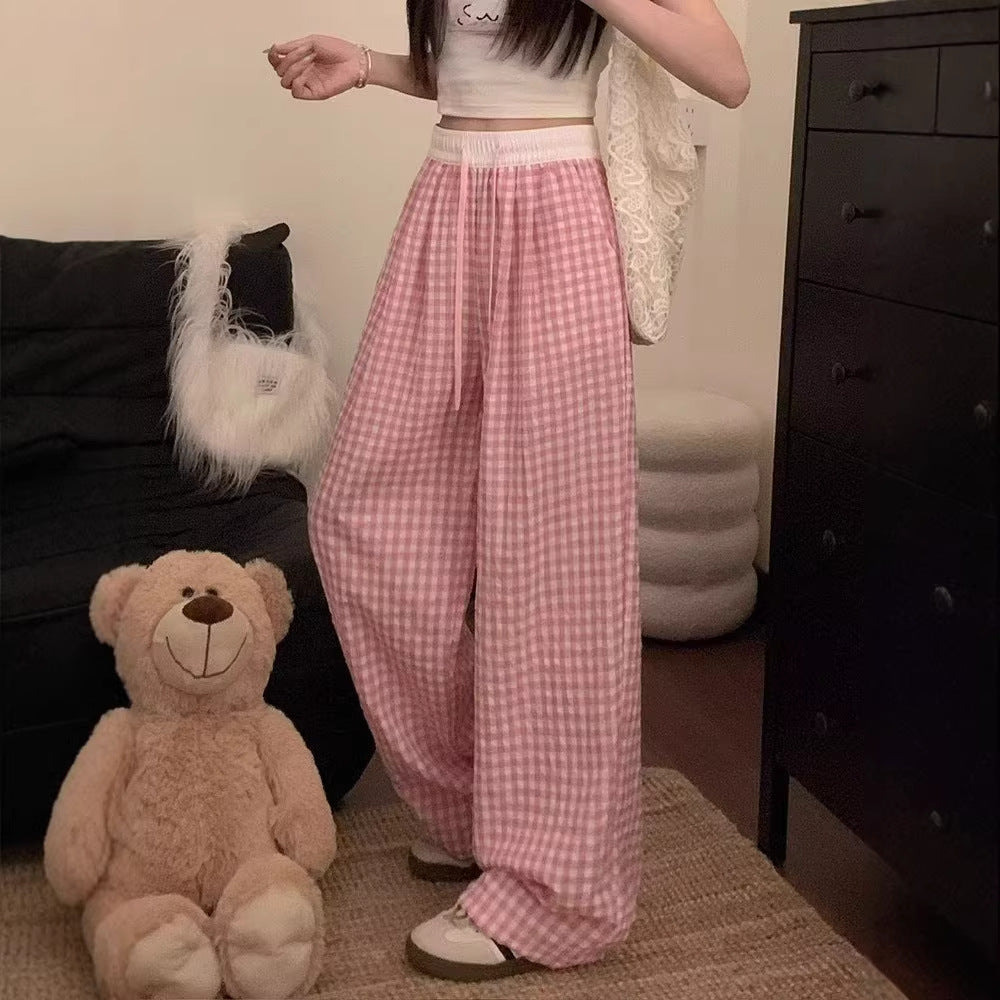 Dopamine Blue Checkered Pants for Women