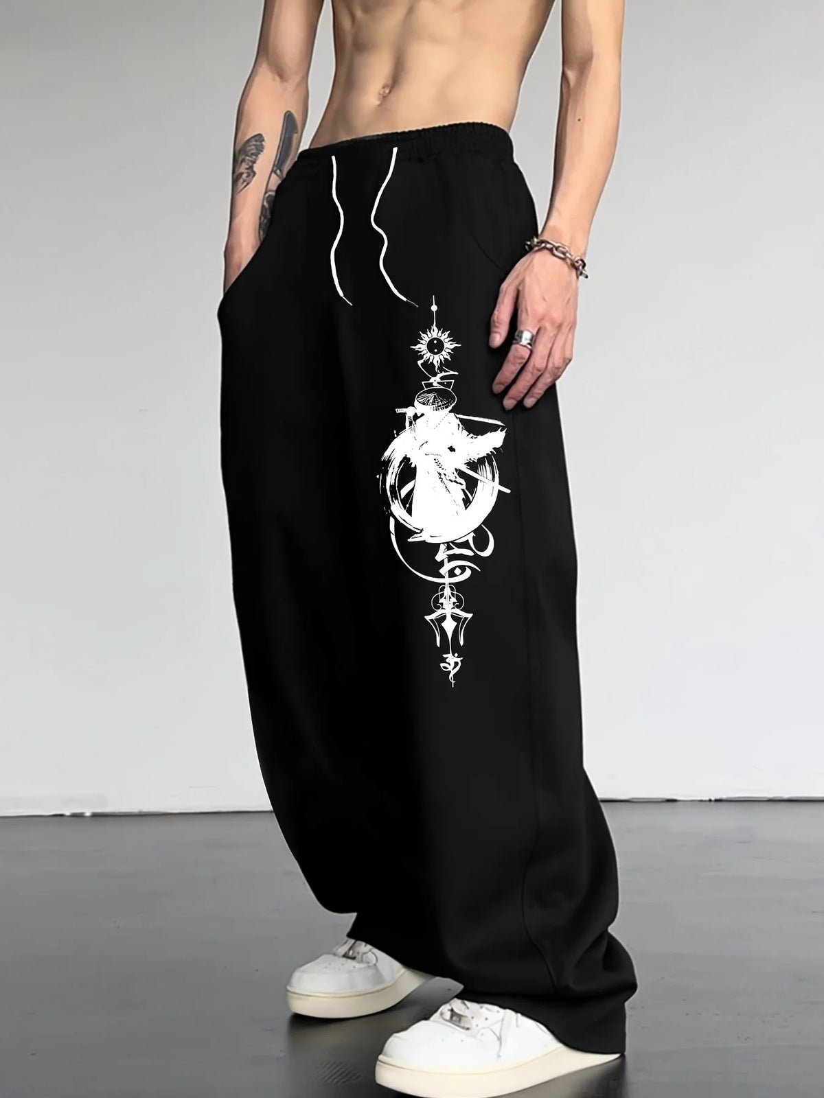 Wide Leg High Waist Adjustable Drawstring Pants