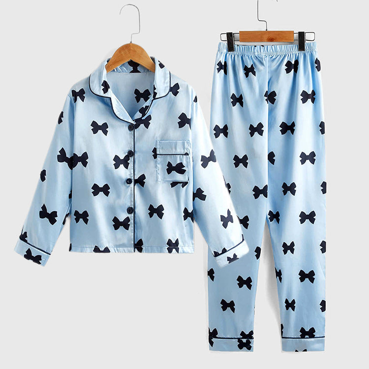 Children's Pajamas Set Two piece Autumn Silk Cute Cartoon Long Sleeve Girls' Home Wear