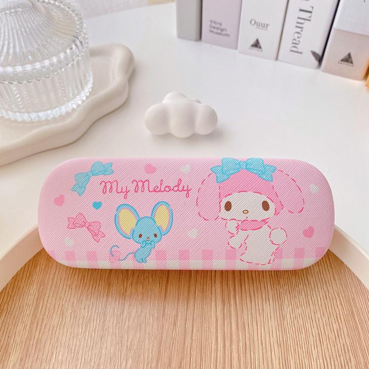 Cute Kuromi Leather Glasses Case Drop-Proof Crush-Proof Kids Eyewear Storage Box