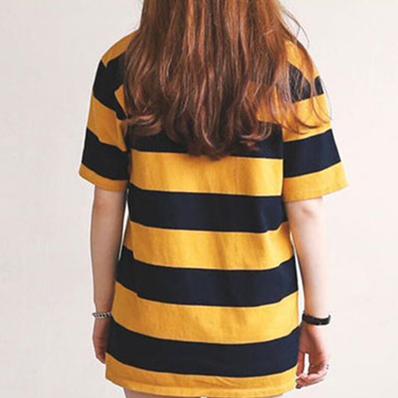 Women stripe T-Shirt Streetwear Oversized TShirt Casual shirts clothes summer Loose Hipster Tops Tees O-neck Short Sleeve Female