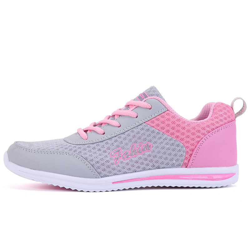 Casual Breathable Mesh Lace-up Flat Running Sneakers for Women Plus Size