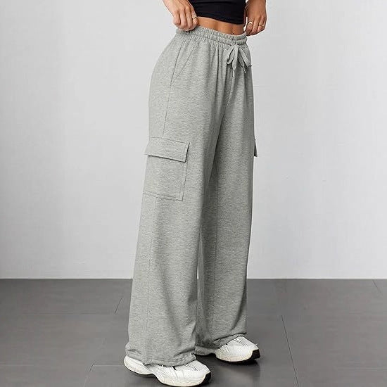Women's High Waist Wide Leg Cargo Jogger Pants with Pockets