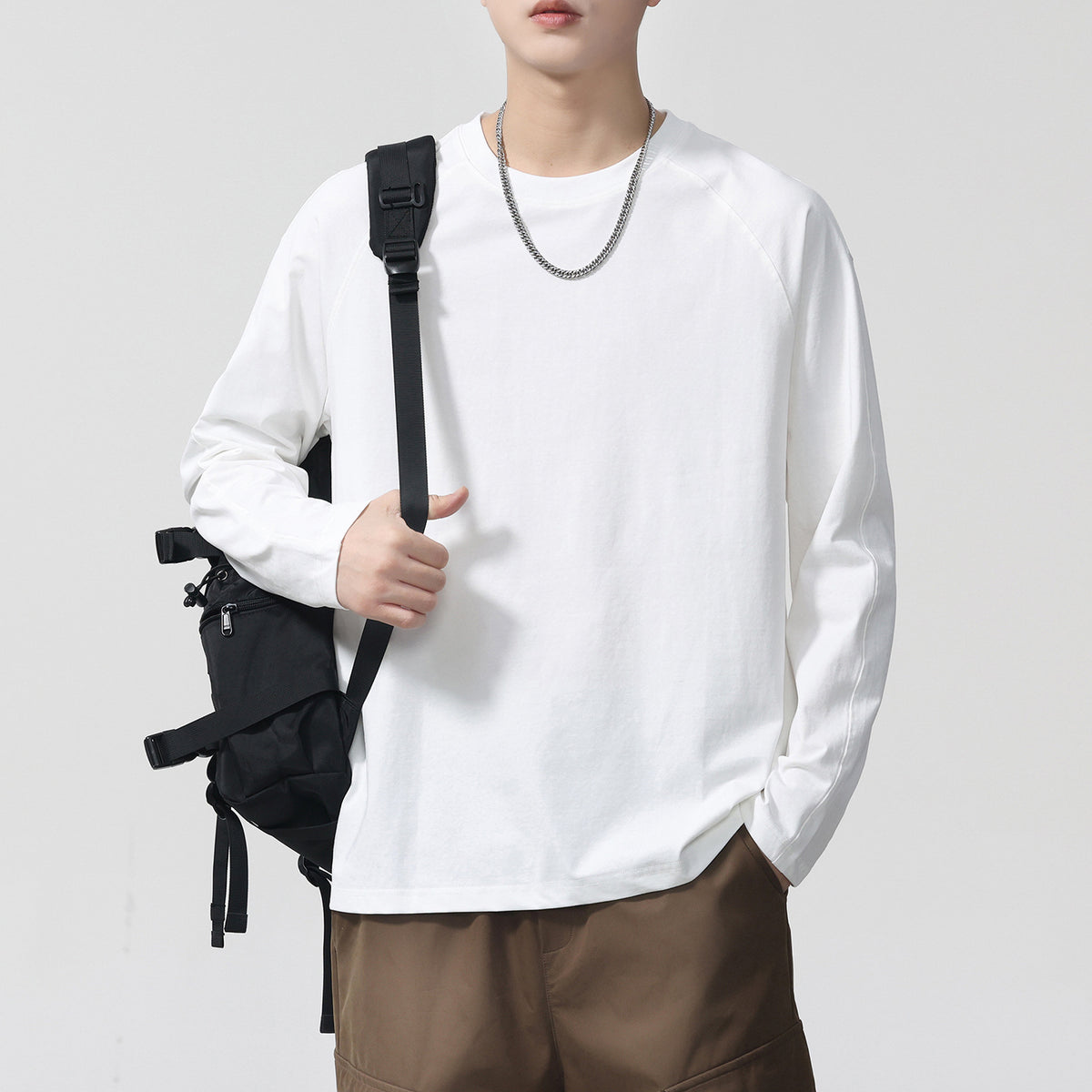 Men's Long Sleeve T-Shirt Loose Fit Comfortable Casual Base Tee Fall Winter