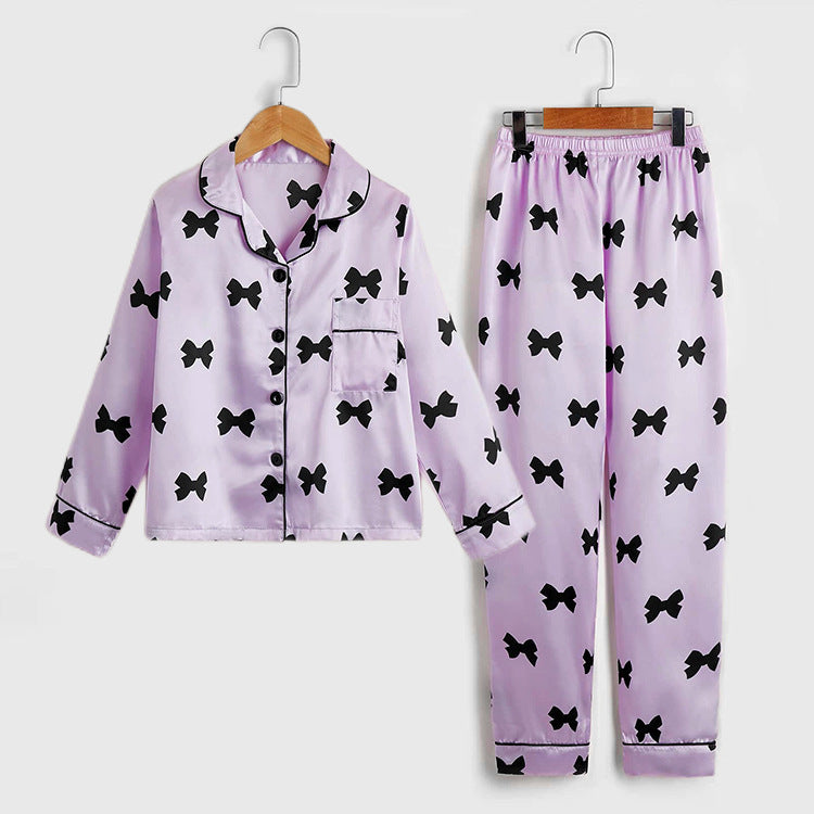 Children's Pajamas Set Two piece Autumn Silk Cute Cartoon Long Sleeve Girls' Home Wear
