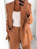 Fashionable and high-end slim fit lapel cardigan, elegant suit jacket set for women