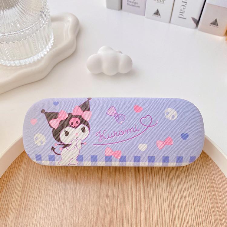 Cute Kuromi Leather Glasses Case Drop-Proof Crush-Proof Kids Eyewear Storage Box