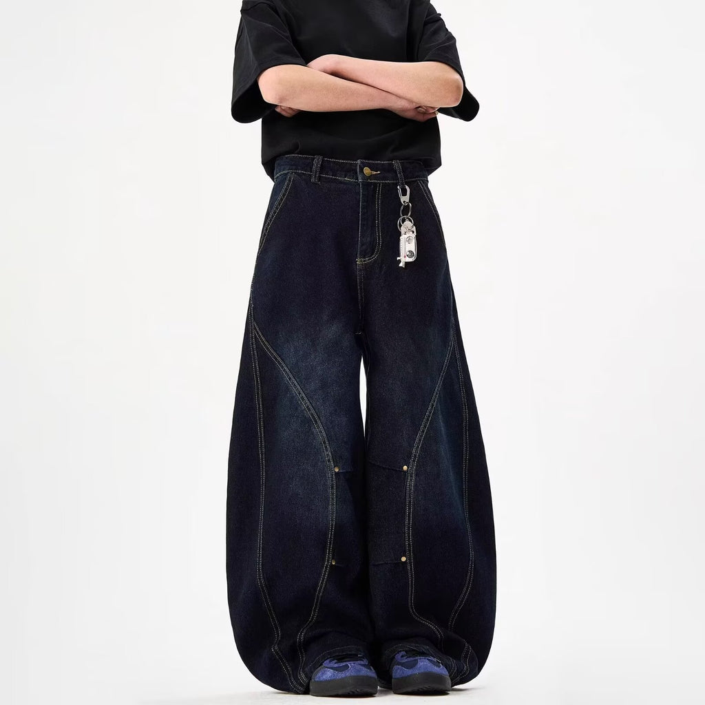 Vintage Washed Knife-Edge Jeans Women's Loose Casual Wide Leg Pants