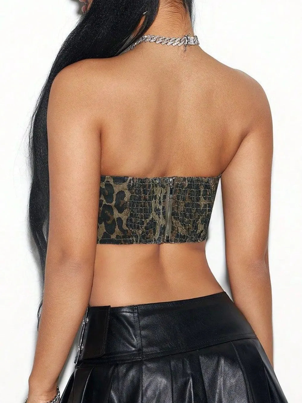 Bow Trim Leopard Tube Top