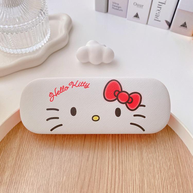 Cute Kuromi Leather Glasses Case Drop-Proof Crush-Proof Kids Eyewear Storage Box