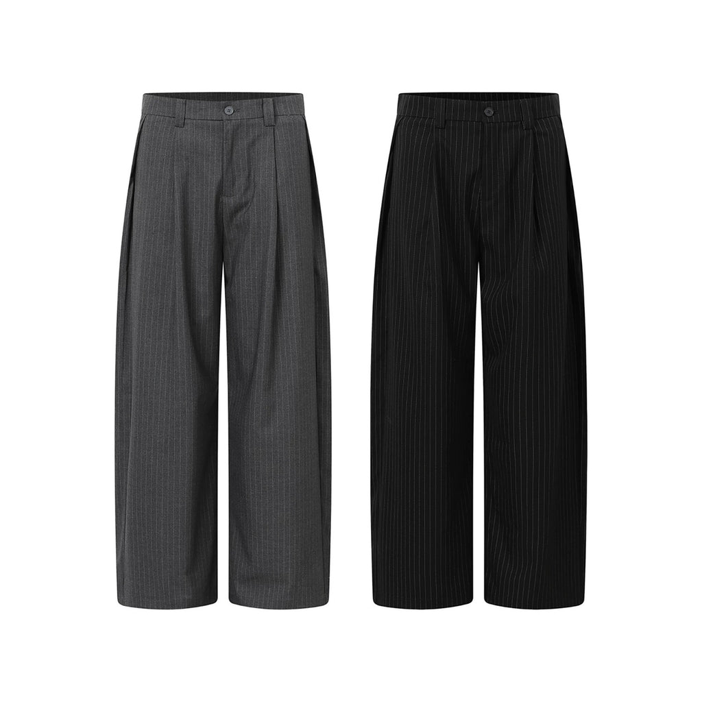 Vertical Stripe Drape Suit Pants