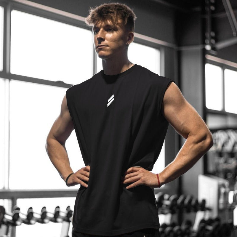 Muscle-Burning Fitness Vest for Men Summer Casual Running Training Loose Oversized Mesh Crewneck Sweatshirt