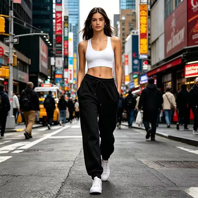High Waist Solid Color Cargo Pants Women Straight Leg Pocket Designer Trousers