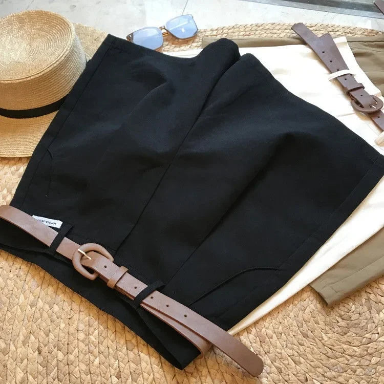 New Wide Leg Shorts for Women  Summer Thin Cotton A Line Short Pants Office Lady Classic Loose Casual Zipper Women‘s Shorts