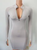 Elegant Women's Long Sleeve Half-Open Collar Fitted Bodycon Dress