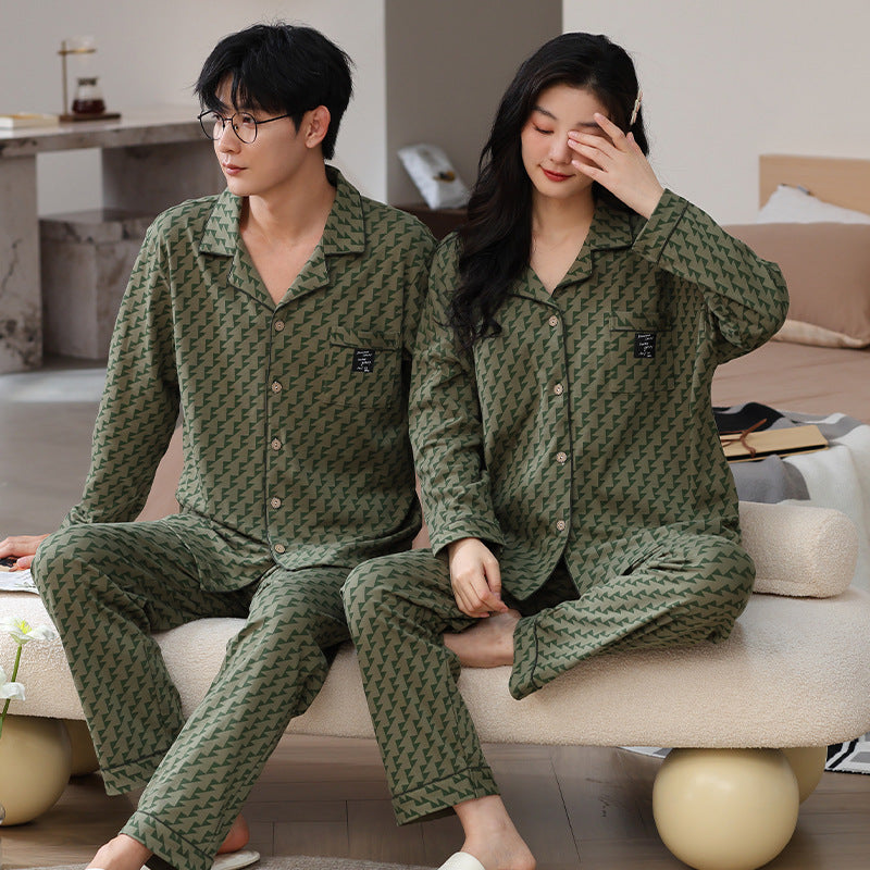 Couple's pajamas men's and women's lapel open home clothes