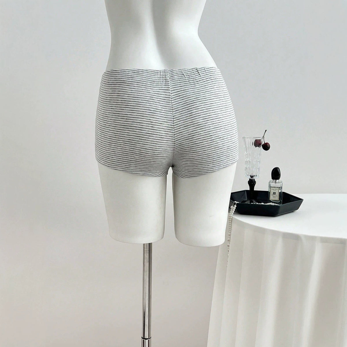 Low waisted striped bow shorts