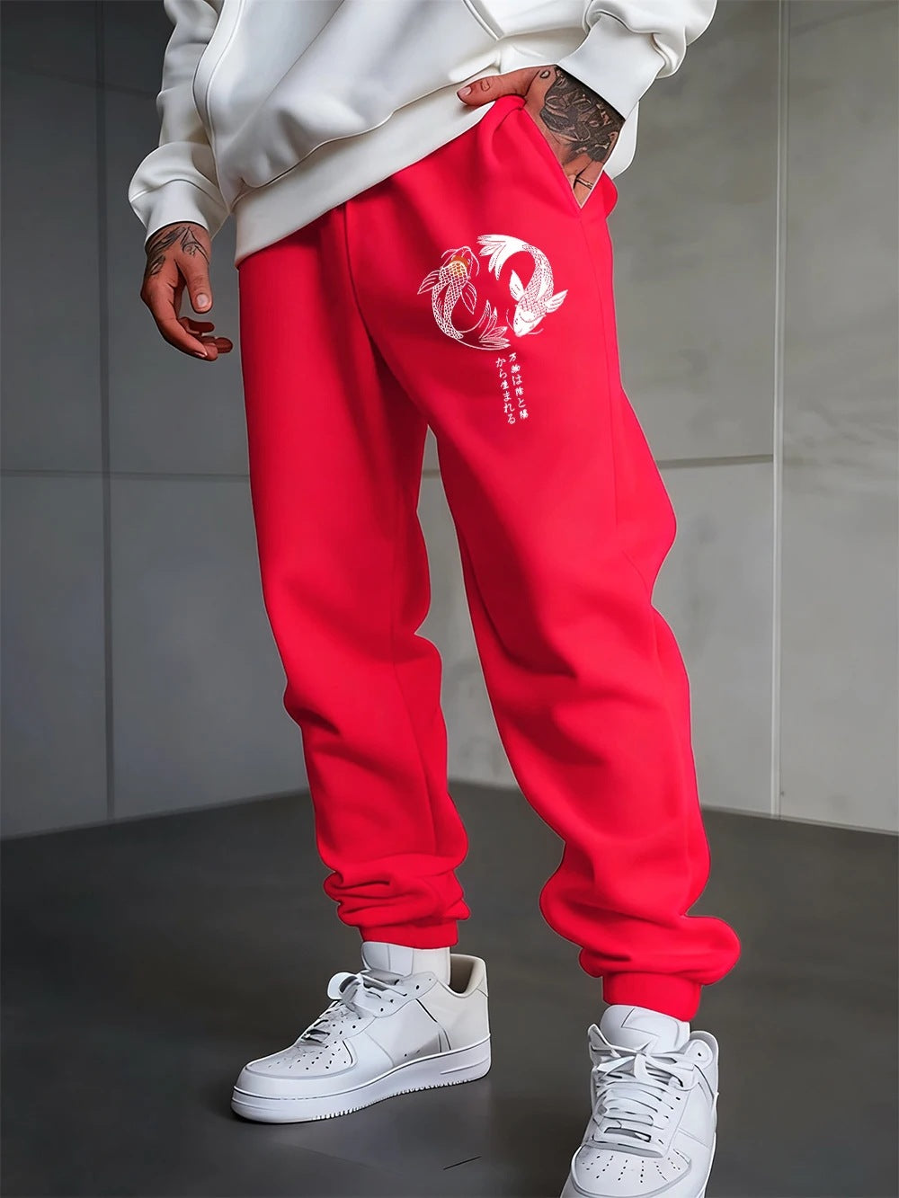 Gothic Twin Fish Print Unisex Casual Sport Sweatpants
