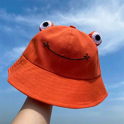 Fashion Frog Bucket Hat for Women Summer Autumn Plain Women Panama Outdoor Hiking Beach Fishing Cap Sunscreen Female Sunhat Bob