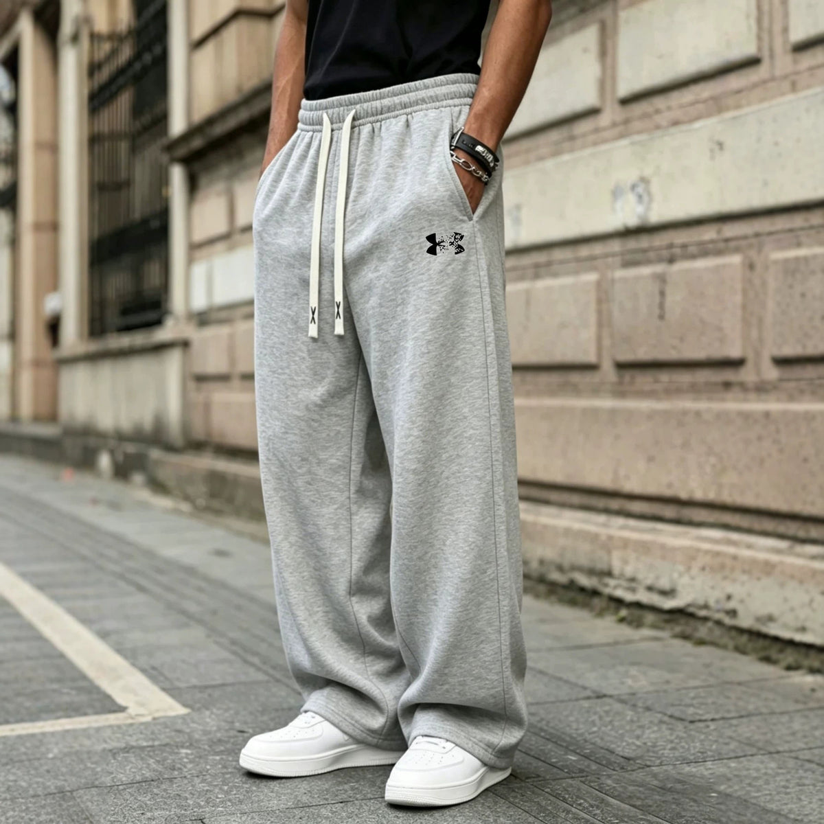 Men's Vintage  Wide Leg Sweatpants Loose Drape Floor Length Casual Pants