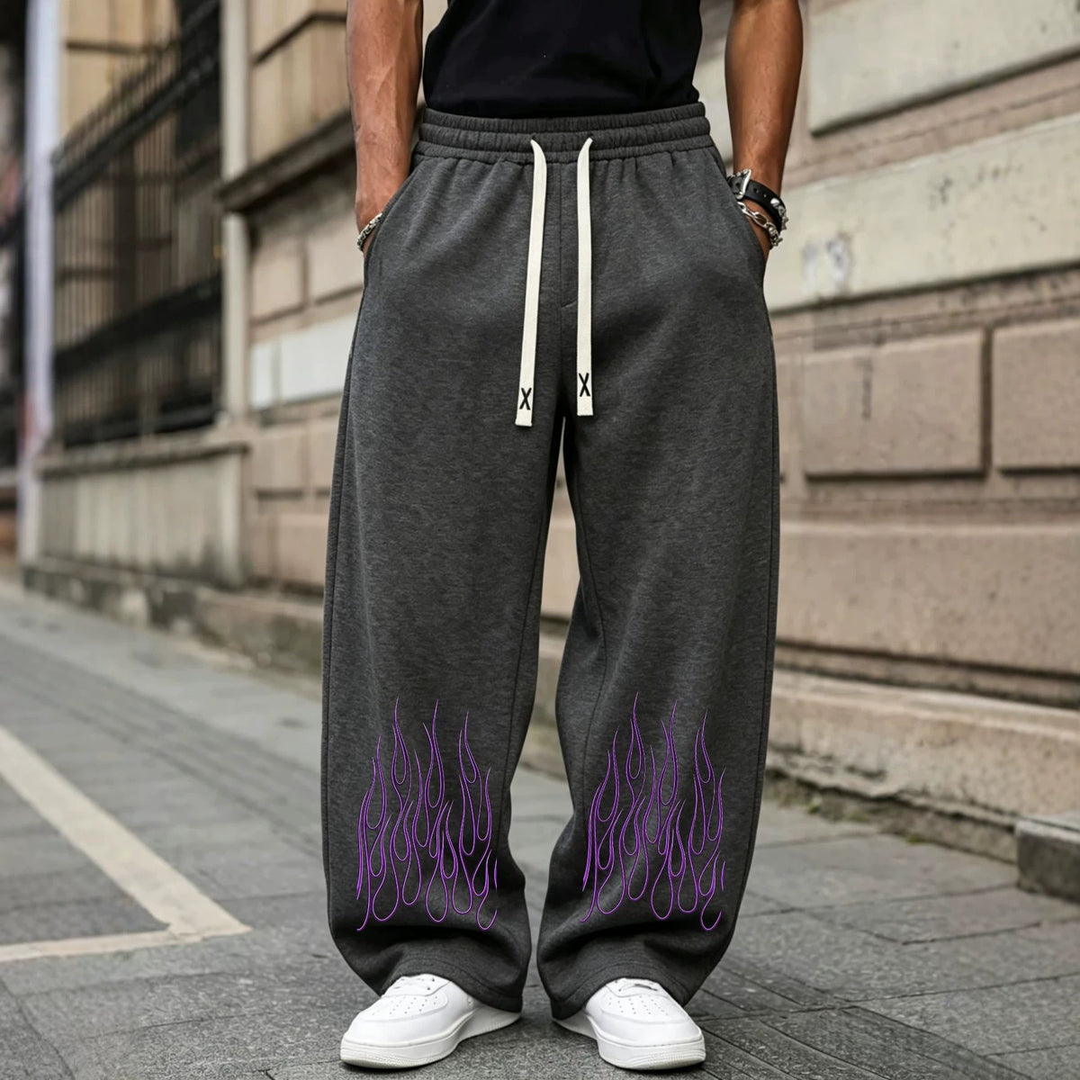 Men's  Casual Sweatpants, Loose Wide-Leg Lightweight Drapey Long Pants