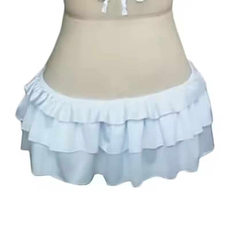 Sweet Versatile Solid Color Polka Dot Bikini Underwear Set