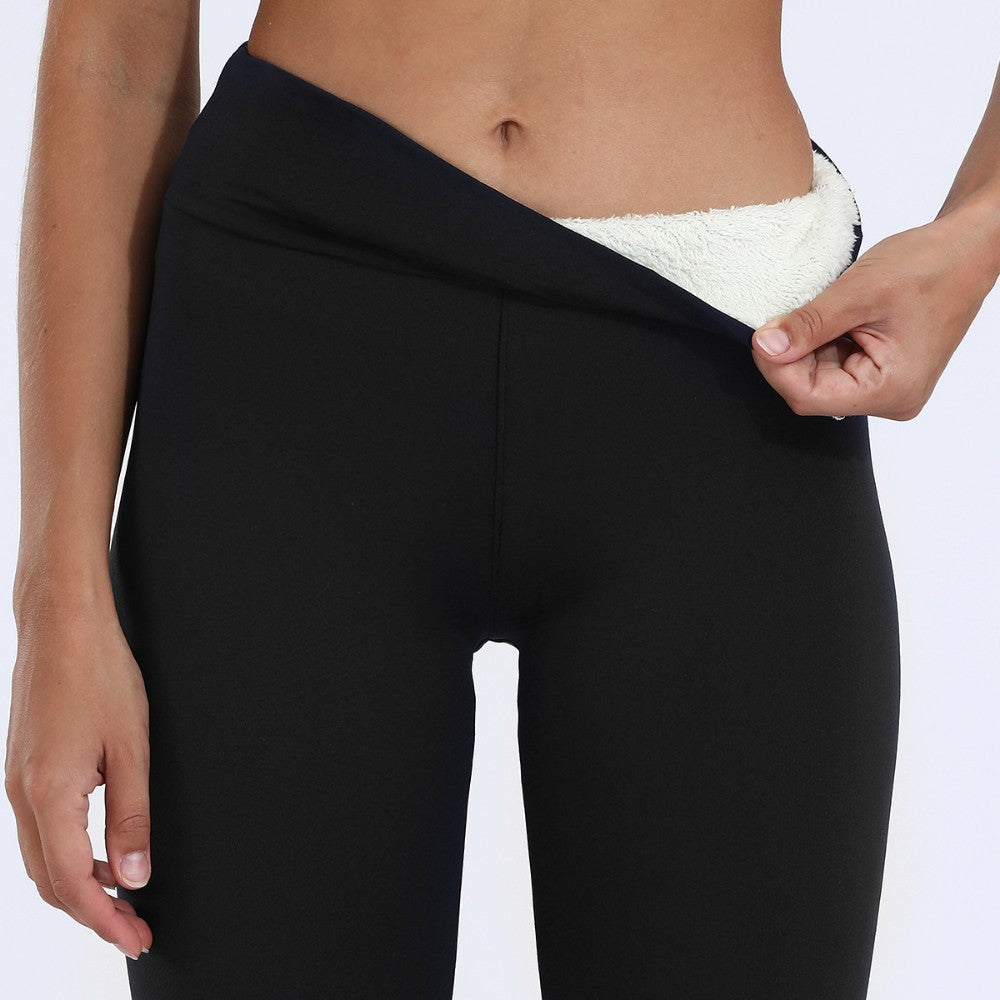 High Waist Slimming Lamb Velvet Trousers Thick Warm Cotton Pants
